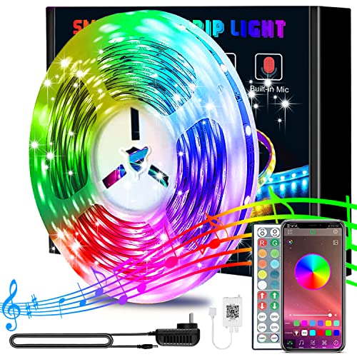 50ft LED Strip Lights, Smart Color Changing Rope Lights SMD 5050 RGB Light Strips with Bluetooth Controller Sync to Music Apply for TV, Bedroom, Party and Home Decoration - 50ft