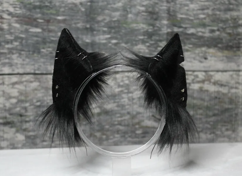 Black Faux Fur Wolf Ears Headand