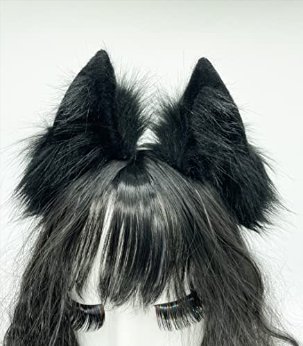 Agymo Handmade Cat Ears Cosplays,Animal headbands, Fox Wolf Animal ears, Costume Headwear Halloween costume - Big ears - Pure Black
