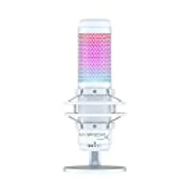 HyperX QuadCast S – RGB USB Condenser Microphone for PC, PS5, Mac, Anti-Vibration Shock Mount, 4 Polar Patterns, Pop Filter, Gain Control, Gaming, Streaming, Podcasts, Twitch, YouTube, Discord – White