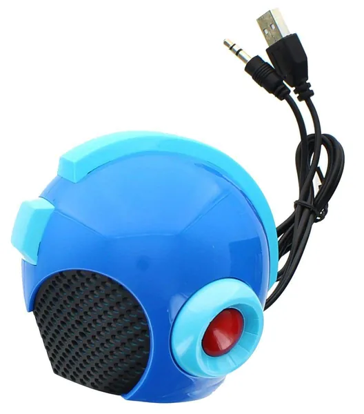 Mega Man Helmet Themed USB Powered Solid Wired Multimedia Portable Speaker - 3.5mm Audio Jack Aux Cord