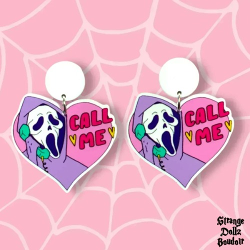 Scream Horror movie earrings, 925 sterling silver, pastel goth, Strange Dollz Boudoir