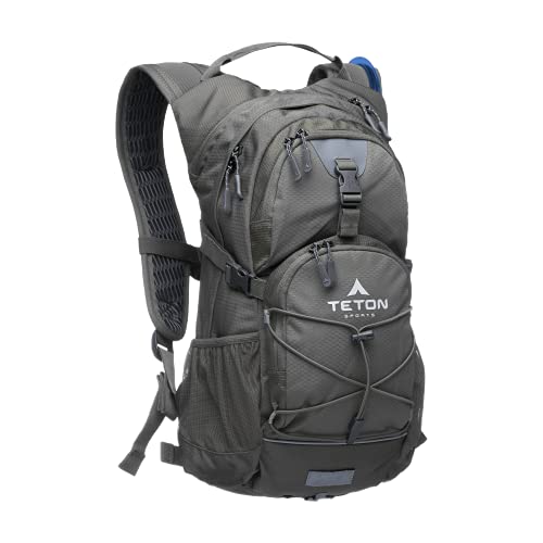 TETON Sports 18L, 22L Oasis Hydration Backpacks– Hydration Backpack for Hiking, Running, Cycling, Biking, Hydration Bladder Included – Plus a Sewn-in Rain Cover - 22 Liters - Gunmetal