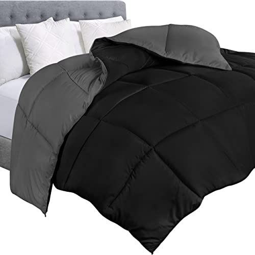 Utopia Bedding Comforter Duvet Insert - Quilted Comforter with Corner Tabs - Box Stitched Down Alternative Comforter (Black/Grey, King) - King - Black/Gray