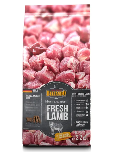 Belcando Mastercraft Fresh Lamb [2,2kg] Trockenfutter für Hunde | 80% Frischfleisch | Hundefutter getreidefrei mit Lamm | sortenrein | für alle Rassen - 2.2 kg (1er Pack)