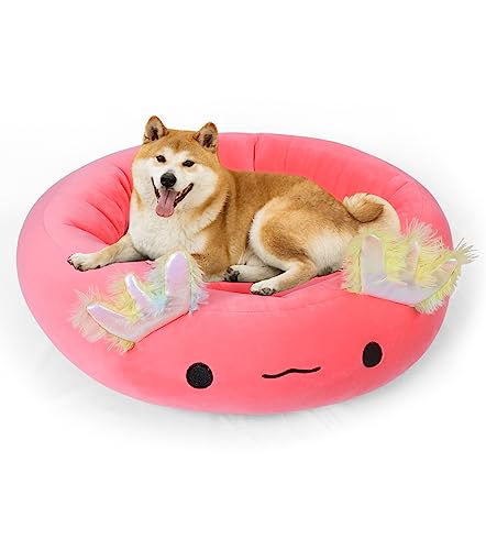 24 in Axolotl Pet Bed, Dog Bed Plush Cat Mat Fluffy Comfy Padded Sleeping Dog Cot for Medium Small Dogs Puppy Kitty - Axolotl