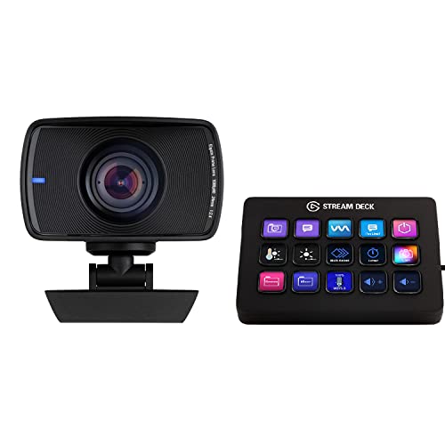Elgato Facecam - 1080p60 Full HD Webcam for Video Conferencing & Stream Deck MK.2 – Studio Controller, 15 macro keys, trigger actions in apps and software like OBS, Twitch, ​YouTube and more - Bundle - Content Producer Bundle