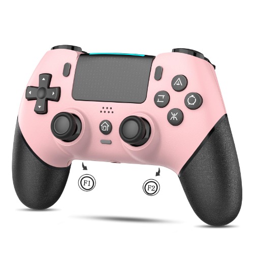 Onefun PS4 Controller, 2024 Summer Edition, 1,000 mAh, Macro Function, Turbo Automatic Fire, 6-Axis Gyro Sensor, Bluetooth, 16 Hours of Use, Earphone Jack, Heavy Duty Buttons, For P4/P4 Pro/Slim/PC, - Pink
