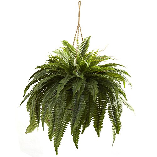 Nearly Natural 6788 Double Giant Boston Fern Hanging Basket,Green