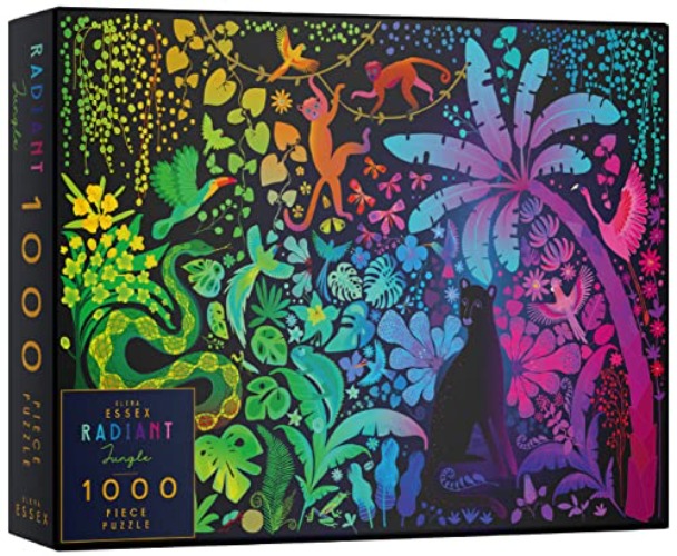 Elena Essex Puzzle - Radiant Jungle | 1000 Puzzle | Puzzle Erwachsene Anspruchsvoll | Puzzle Schwarz | Tier Vogel Regenbogen Farbverlauf Puzzle | Puzzlegröße 70 x 50 cm - Radiant Jungle