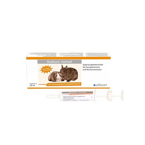 Alfavet RodiCare Hairball, Ergänzungsfuttermittel für Zwergkaninchen und Meerschweinchen, fördert die Ausscheidung von Haarballen, 3 Injektoren à 12 ml - 12 ml (3er Pack)