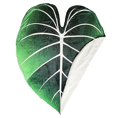 Green Philosophy Co. Giant Leaf Shaped Blanket (Philodendron Gloriosum) Large Modern Home Decorative Leaves Design Soft Warm & Cozy Throw for Living Room Couch Sofa Bed Perfect for Plant Lovers - Philodendron Gloriosum