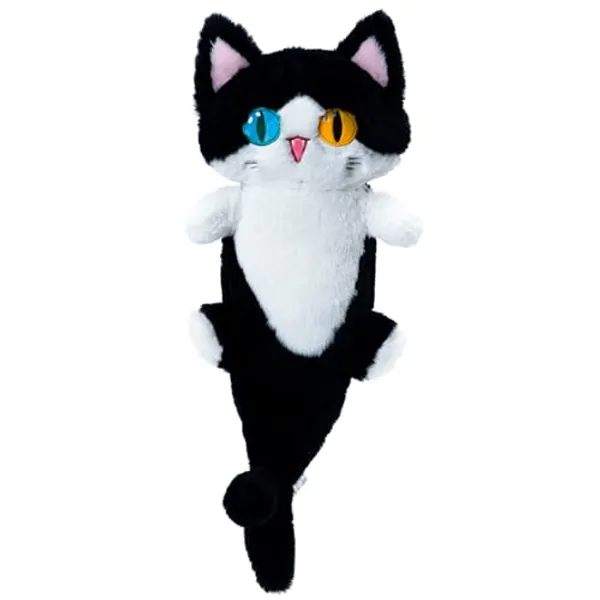 OOPSHANA Long Cat Plush Toy Cute Plushie Hugging Plush Pillow Shark Cat Stuffed Animal for Girls and Boys Black 53" - Black - 135CM