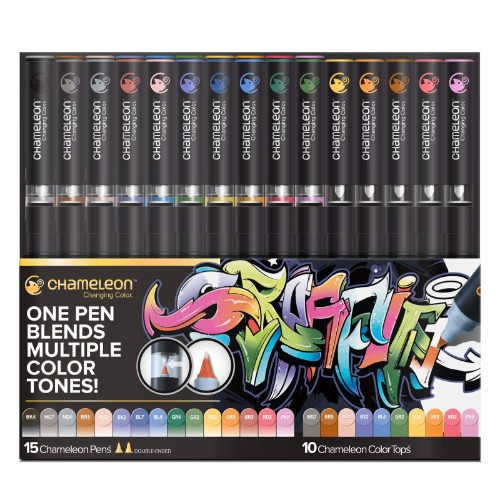 Chameleon Art Products, 15 Pens + 10 Color Tops (25-Pen Deluxe Set) - 