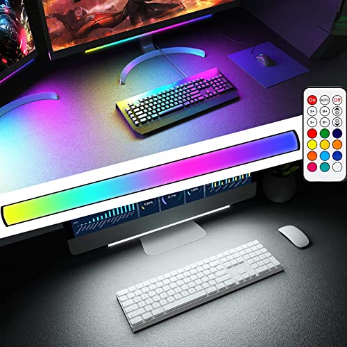 ABCidy Under Monitor Light Bar, RGBIC Screenbar Light Desk Lamp Computer, Dimmable LED with Dynamic Rainbow Effect, Gaming USB Powered, Remote Control Color Changing, Adjustable Brightness and Speed - Gaming Lights