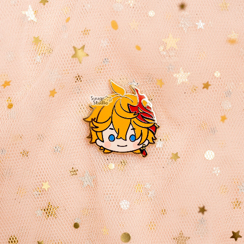 Genshin Impact Zhongli & Tartaglia (Childe) Hard Enamel Pin - Childe / [A Grade] / Locking Clasps