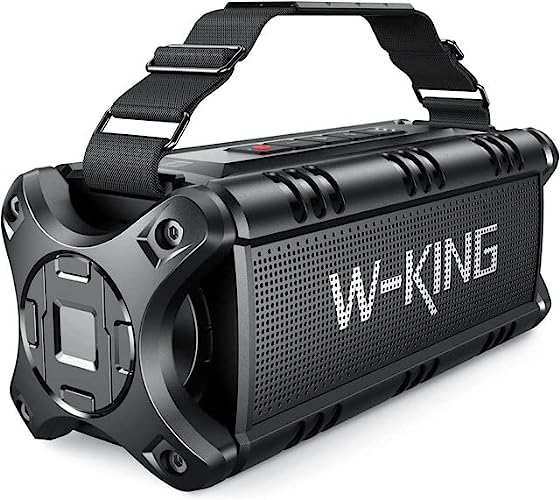 Bluetooth Speaker, W-KING 50W Loud Portable Speakers Bluetooth Wireless w/Super Bass，Ipx6 Waterproof Outdoor Party Powerful Speaker Stereo Sound/40H/Two Pairing/EQ/Power Bank/TF/AUX/NFC/Hands-Free