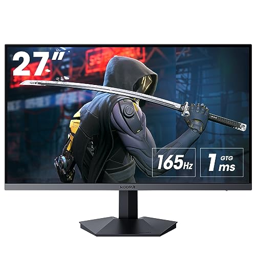 KOORUI 27 Inch FHD Gaming Monitor 165 Hz, IPS, 1ms, DCI-P3 90% Color Gamut, Adaptive Sync, (1920x1080P, HDMI, DisplayPort) Black - 27/IPS/165Hz