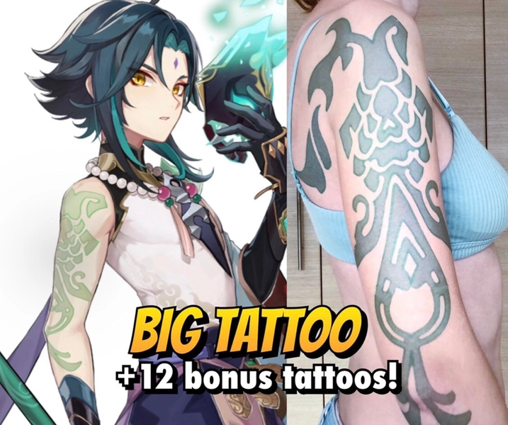 FULL SCALE Xiao cosplay temporary tattoo