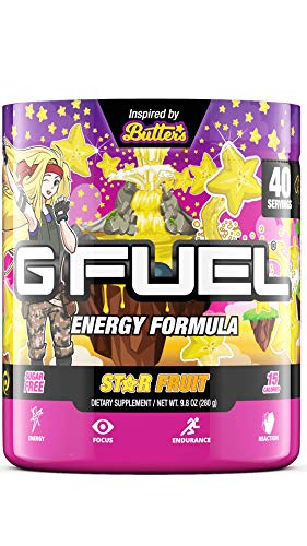 G Fuel Star Fruit Inspired by Butters Star Fruit Flavored Energy Powder, Sharpens Mental Focus and Cognitive Function, Zero Sugar, Supports Immunity and Enhances Mood 9.8 oz (40 Servings)