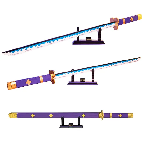 936 Pieces Zoro Sword Model Building Block, FDEYES Weapon Sword Splicing Bricks, Cosplay Anime Swords, 38.8in Yamato Sword Set with Scabbard and Stand, Roronoa Zoro, Yamato (Compatible with Lego) - Zoro Sword
