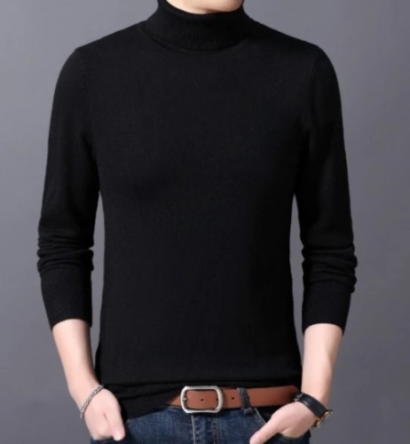 Mens Slim Fit Turtle Neck Sweater - Black / M