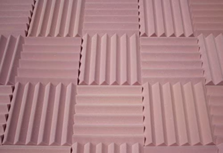 Professional Acoustic Foam Panels - Wedge Style 12x12x2” Tiles - 4 Pack - Studio Foam for Sound Dampening - Soundproofing Foam for Walls and Ceilings (Rosy Beige Color)