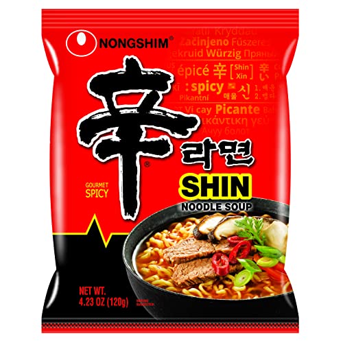 Nongshim Gourmet Spicy Shin Instant Ramen Noodle, 20 Pack, Chunky Vegetables, Premium Microwaveable Ramen Soup Mix, Savory & Rich - Spicy Shin - 4.23 Ounce (Pack of 20)