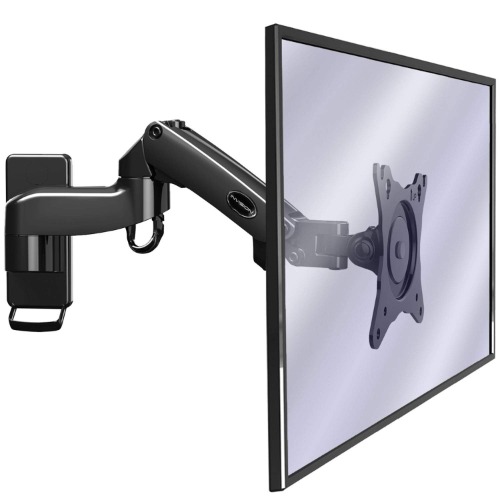 Invision Monitorarm Muurbeugel voor PC Monitor & TV - Voor schermen van 17 tot 27 inch, Ergonomische Hoogteverstelbare Arm, Kantel Zwenk & Roteer, VESA 75x75mm & 100x100mm, Gewicht 2-7kg [MX250]