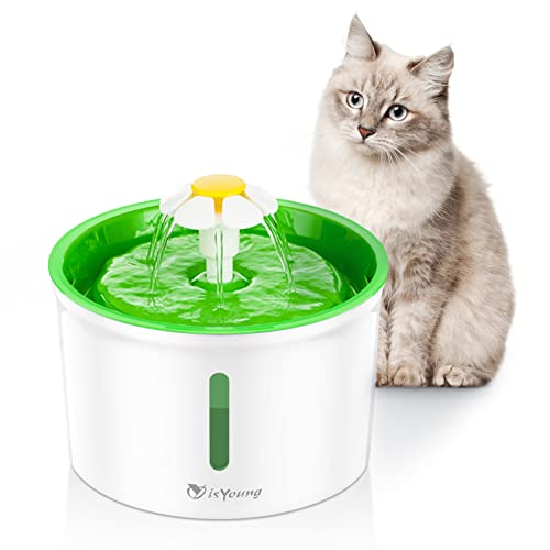 isYoung Cat Fountain 1.6L Automatic Fountain Pet Water Dispenser, Dog/Cat Health Caring Hygienic Fountain - Green 1.6L