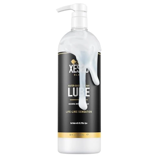 XESSO Water-Based Creamy Lube, Unscented 32 fl oz, Thick White Gel-Like Slippery Glide, Hypoallergenic for Women, Men & Couples. Made in US & Discreet Package. Package May Vary