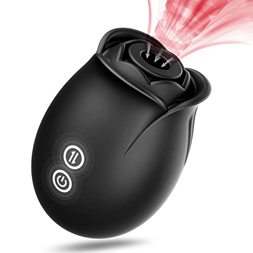 Vibrator Rose Sex Toy Dildo - Sucking Adult Toys for Couples, Women, G Spot Vibrator 18 Sucking Vibrating Anal Clitoral Nipples Clit Sucker for Female - Black