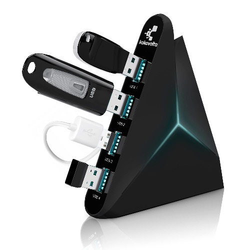 USB 3.0 Hub | Vertical Data Hub with Long Cord - 4 Additional Ports for Mac & PC | Black…