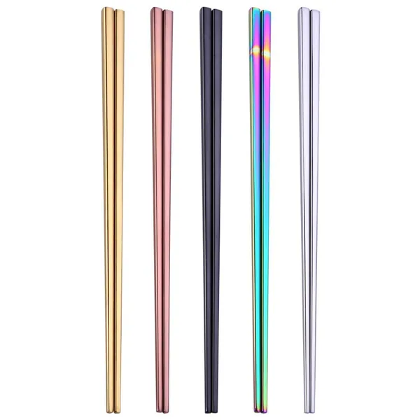 Stainless Steel Chopsticks Reusable Multicolor Lightweight 304 Stainless Steel Chopsticks Metal Chopsticks 5 Pairs Gift Set