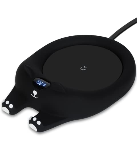 PUSEE Mug Warmer,Coffee Warmer for Desk Coffee Cup Warmer Auto Shut Off,Smart Candle Warmer with 3 Temp Settings,Electric Beverage Warmer Plate for Coffee,Cocoa,Tea,Water and Milk (Not Include Cup) - Black