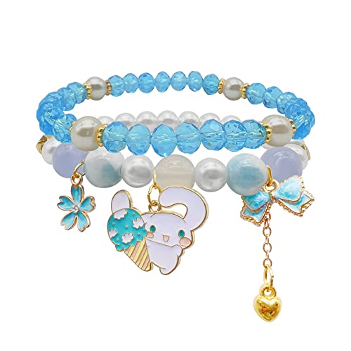 Crystal Bead Bracelet for Women, Cinnamoroll Matching Beaded Bracelets for Best Friend - big-blue