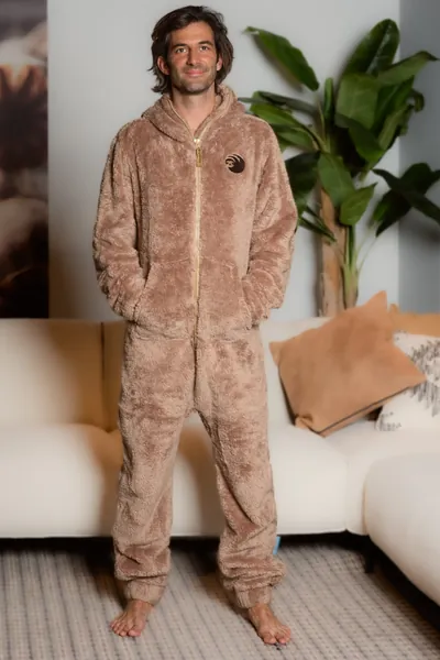 Knuffle Fleece Onesie - Beige / L (181-185cm)