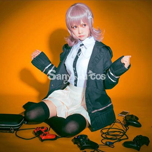 【In Stock】Animes Danganronpa Nanami ChiaKi Nanami School Uniform with Hooded Jacket Cosplay Costume - L