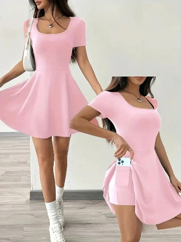 pink dress tight fit and easy wear