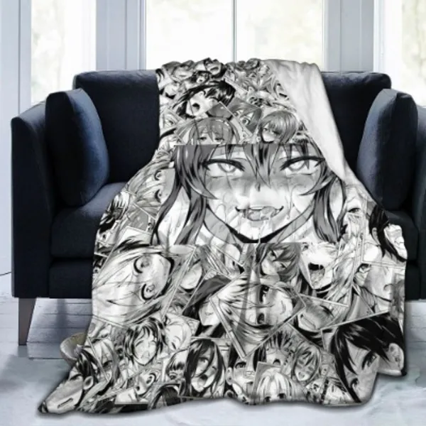 Ahego Throw Blanket Anime Collage Throws Flannel Ultra Soft Lightweight Travel Blankets for Adults Teenagers