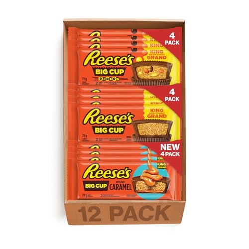 Reese's Big Cup Assorted Variety 12 Pack - Includes (4) Reese's Cup w/Caramel, (4) Reese's Peanut Butter Cups, (4) Reese's Cup Stuffed with Pieces (Online Exclusive) - Assorted Chocolate - 12 Count (Pack of 1)
