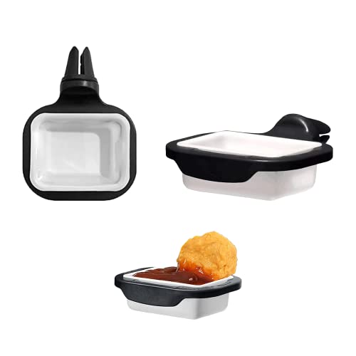 2Pack Sauce Holder for Car Sauce Holder Vent Dip Clip an in-car Sauce Holder for Dipping Sauces and Car Vent Ketchup All Vehicle Car Vent Sauce Dipping Dish Container (Black) - Black