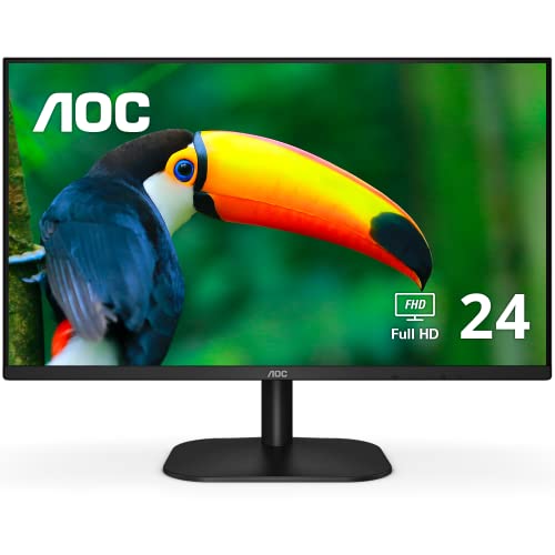 AOC 24B2XH 24" Full HD IPS Monitor, 3-Sided Frameless & Ultra Slim HDMI and VGA inputs, Lowblue Mode, VESA compatible,Black - 24" FHD - with VESA mounting
