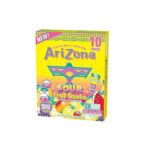 AriZona Lemonade Fruit Snacks, Sour Lemonade - 0.9 oz, 10 count Box - Sour Lemonade - 0.9 oz (10 count)