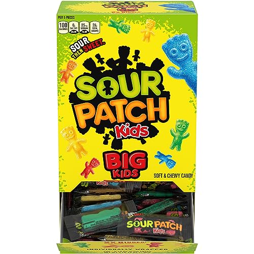 SOUR PATCH KIDS Big Individually Wrapped Soft & Chewy Candy, Bulk Candy, 240 Count Box - Mixed-Fruit