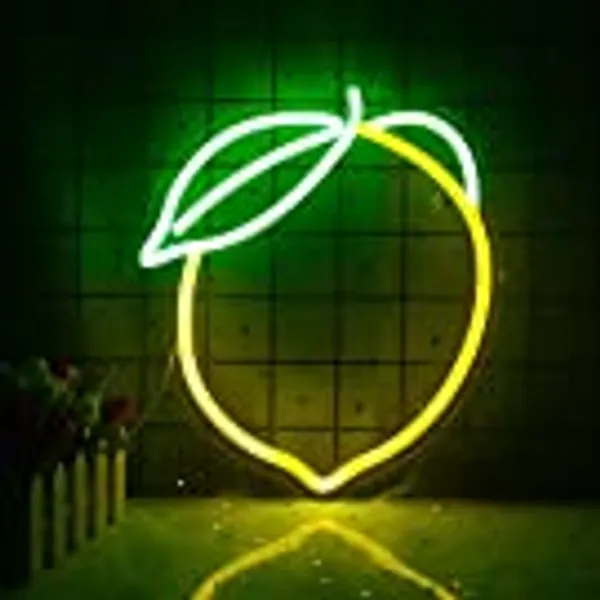 Lemon Neon Sign Lemons Yellow Led Sign Fruit Shape Neon Light for Apartment, Bar, Kids' Room,Bedroom,KTV Pub, Shop Wedding, Celebration (12.6"*11")
