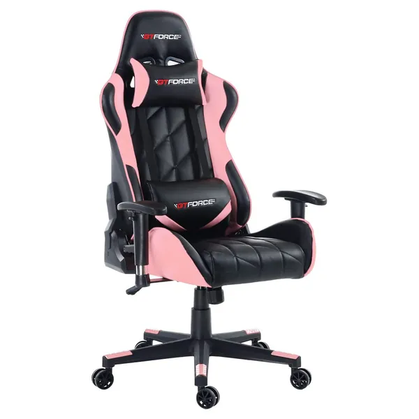 GTFORCE PRO GT Reclining Sports Racing Gaming Office Desk PC CAR Faux Leather Chair (BLACK/PINK)