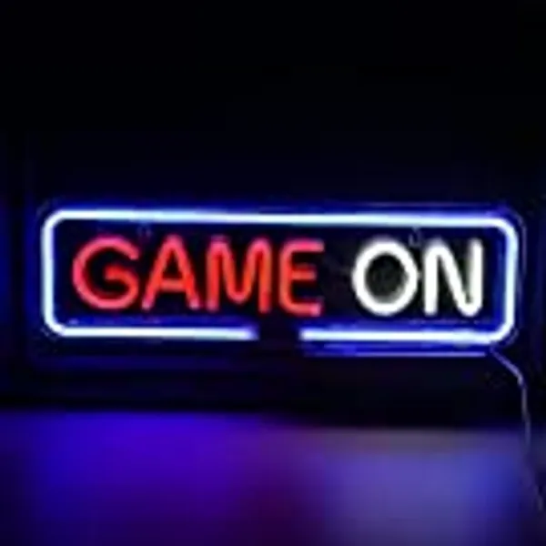 SIGNSHIP red and White Game on neon Sign Game on for Wall Decoration, USB for Family, Children's Room, bar, Bedroom Party…