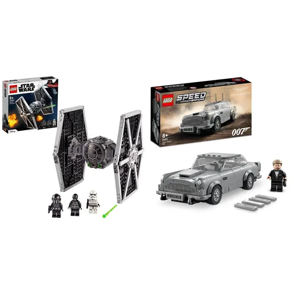 LEGO 75300 Star Wars Imperial TIE Fighter Building Toy & 76911 Speed Champions 007 Aston Martin DB5 James Bond Replica Toy Car Model Kit for Kids with Minifigure
