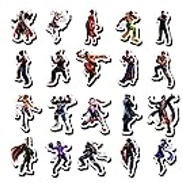 20 PCS Stickers Pack Tekken Aesthetic Vinyl Colorful Waterproof for Water Bottle Laptop Bumper Car Bike Luggage Guitar Skateboard
